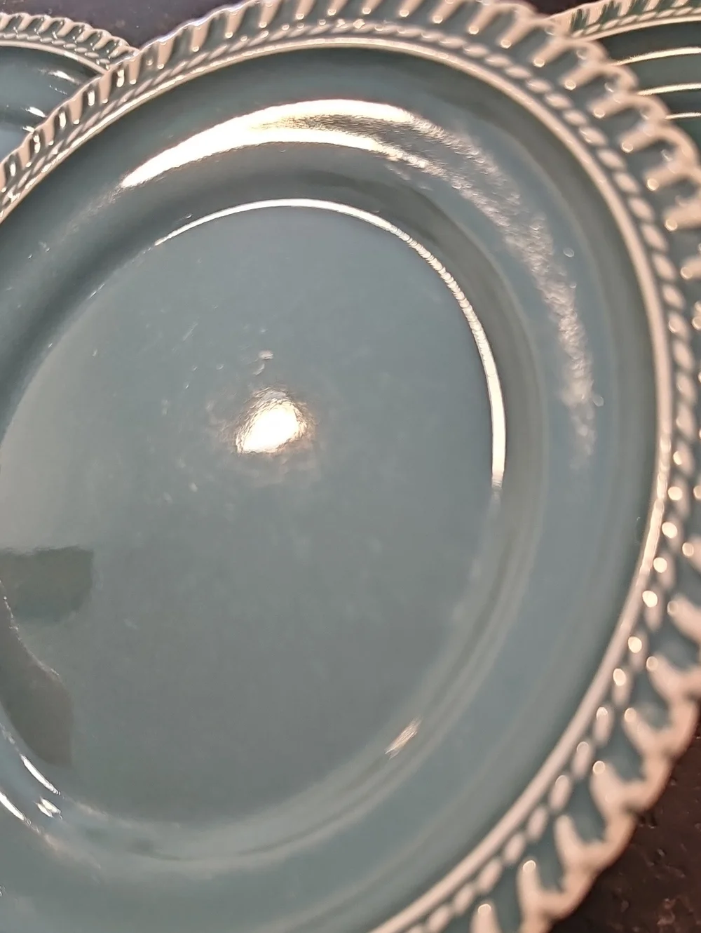 Set Of 4 Vtg 50's Harker Pottery Corinthian Green Bread & Butter/Dessert Plates